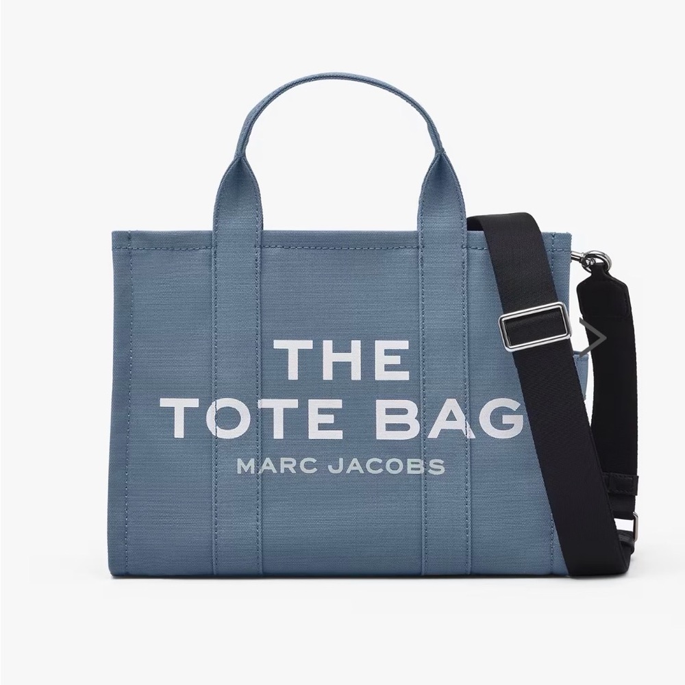 Marc Jacobs Slate Blue Canvas Tote with Black Strap